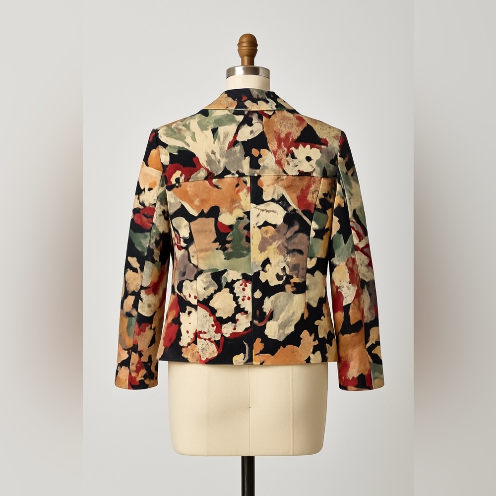 Maggy Boutique Multicolor Cotton Floral Blazer – Size 14 - Picture 3 of 6